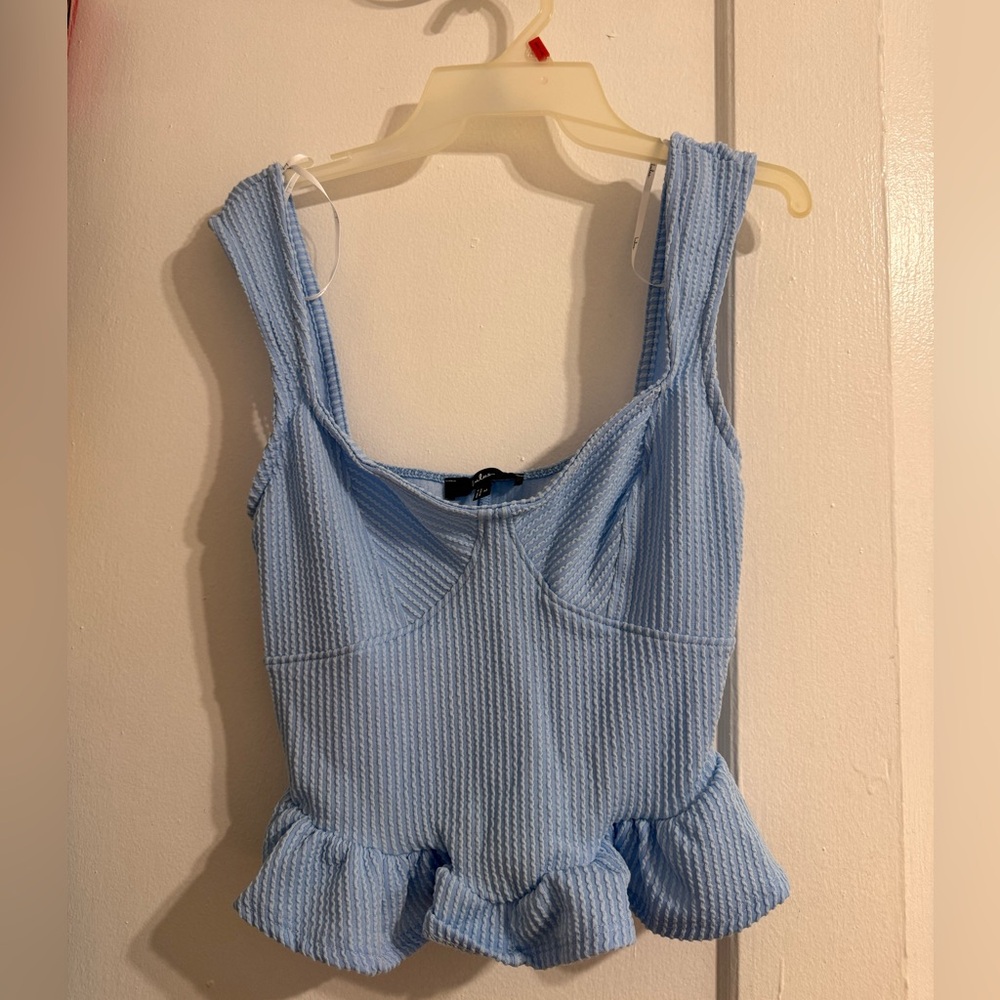 Lulu's Light Blue Ribbed Tank Top